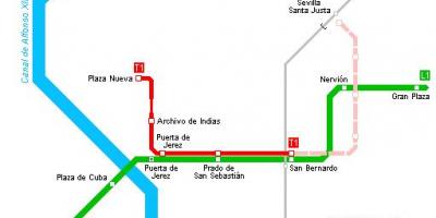 Карта на Севиља трамвај