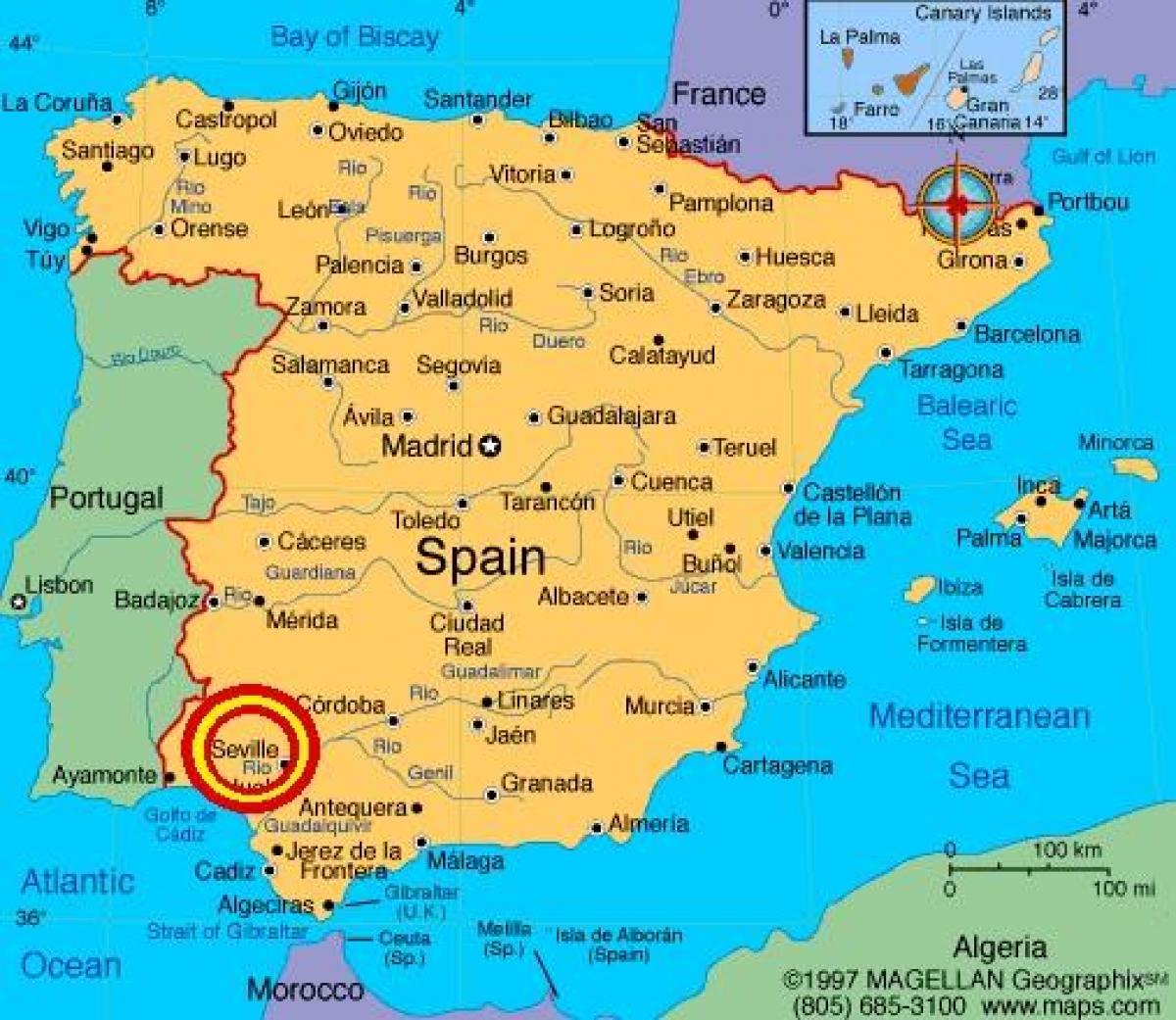 Sevilla шпанија мапа