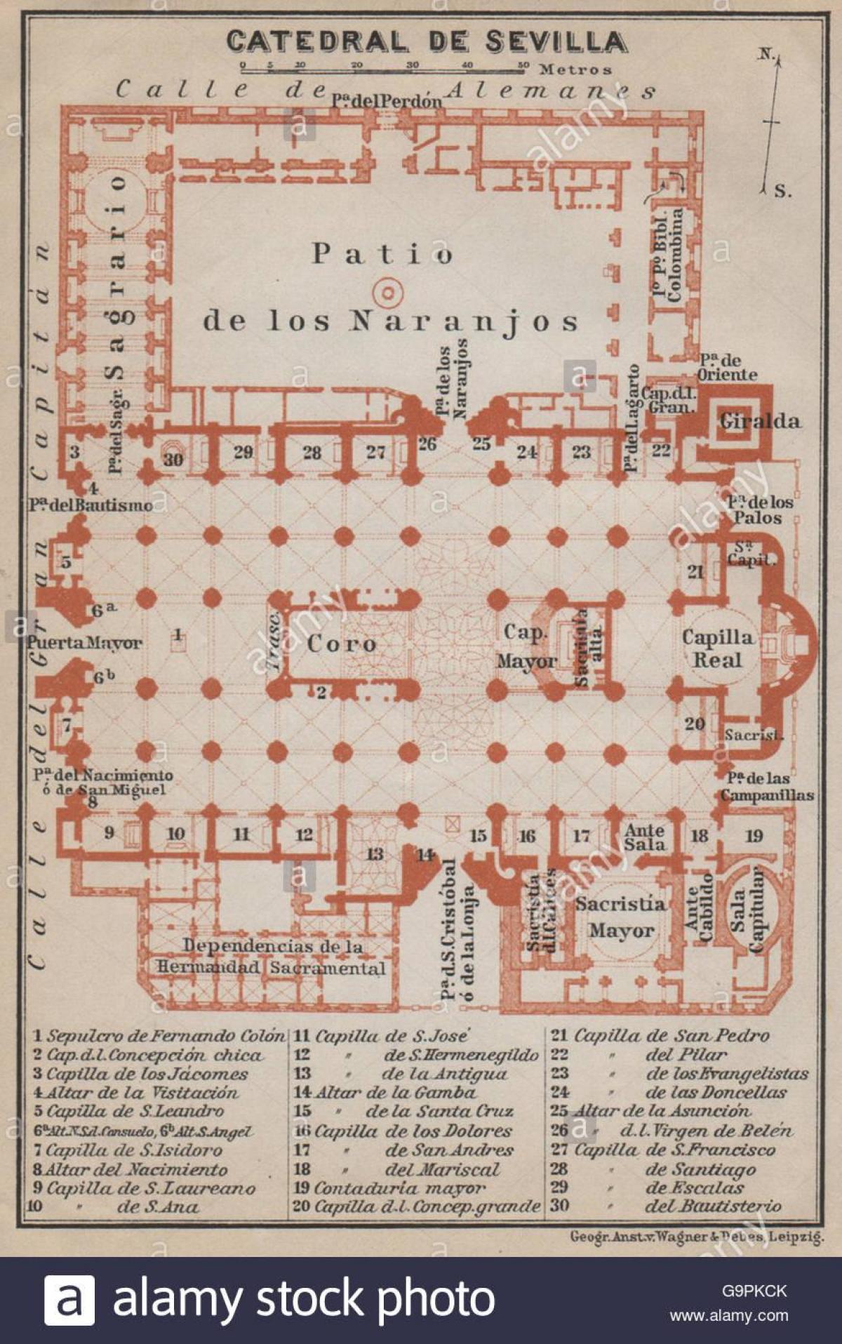 карта на Севиља катедрала