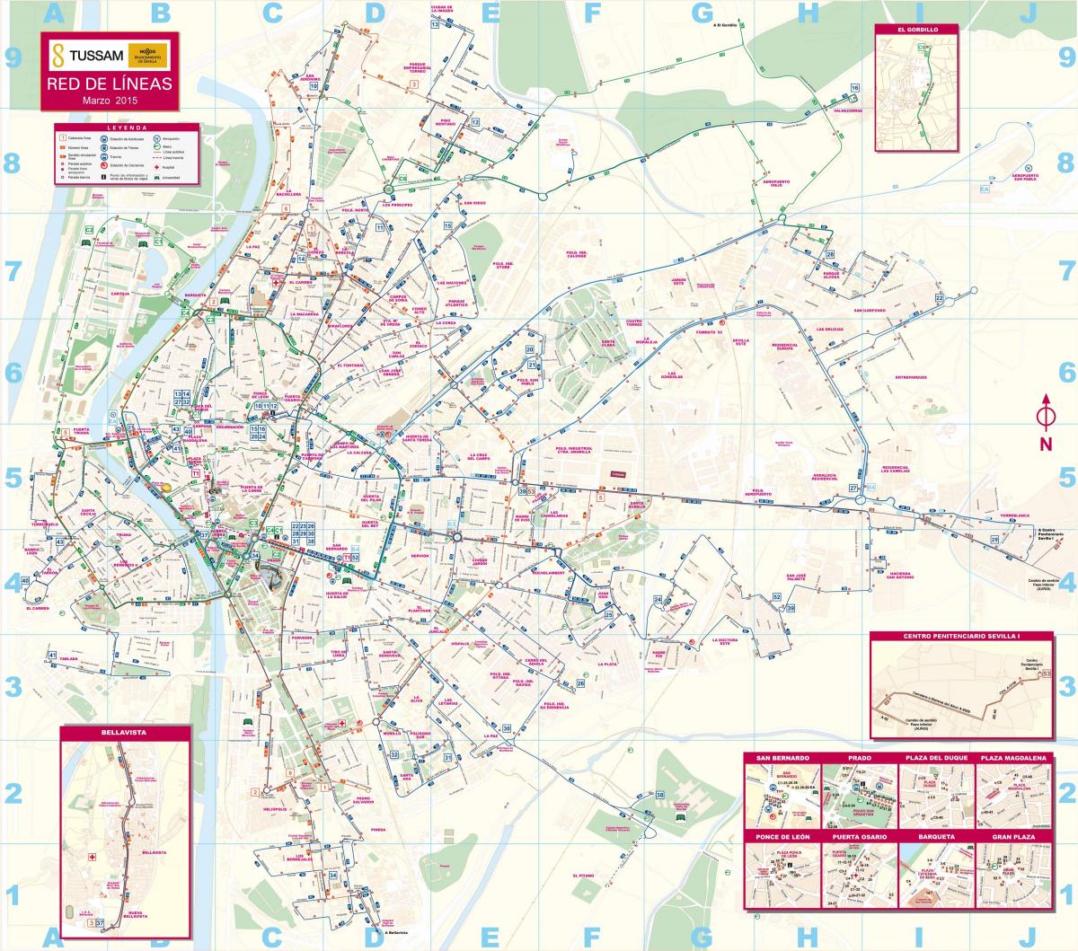 Севиља за јавен превоз мапа