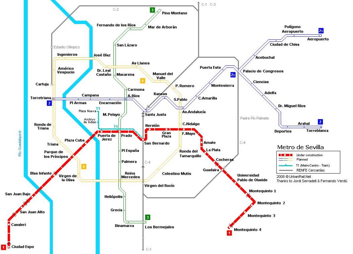 карта на Севиља метро
