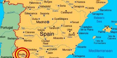 Карта на шпанија покажува Севиља